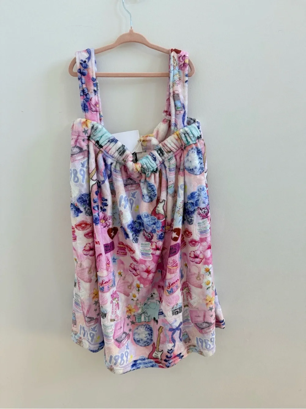 Pink Floral Novelty Kids Plush Overalls Romper